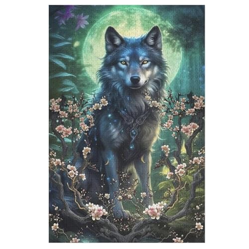 Holzpuzzles 1000 Teile Wolf -Puzzle Für Jungen Und Mädchen, Schwierigkeitsgrad, Lernspiele, Familienspielzeug （78×53cm） von AASWSWW