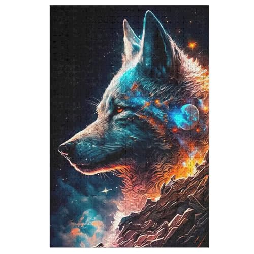 Holzpuzzles 1000 Teile Wolf -Puzzle Für Jungen Und Mädchen, Schwierigkeitsgrad, Lernspiele, Familienspielzeug （78×53cm） von AASWSWW