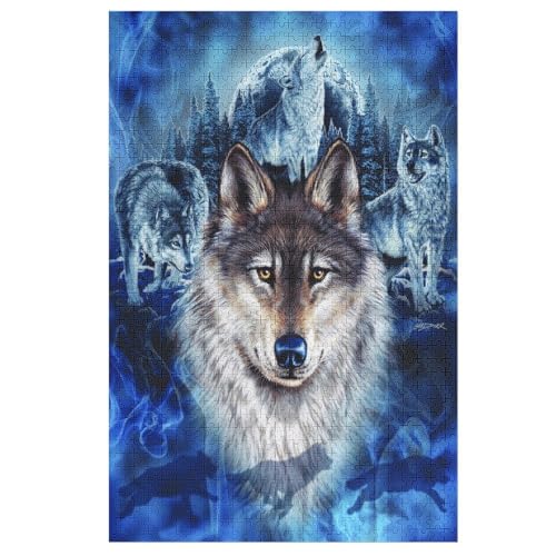 Holzpuzzles 1000 Teile Wolf -Puzzle Für Jungen Und Mädchen, Schwierigkeitsgrad, Lernspiele, Familienspielzeug （78×53cm） von AASWSWW