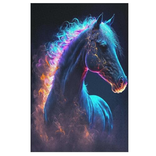Horse Holzpuzzle Für Erwachsene Teenager Stress Abbauen Familien-Puzzlespiel Poster 1000-teiliges Puzzle Kinder Lernspiel （78×53cm） von AASWSWW