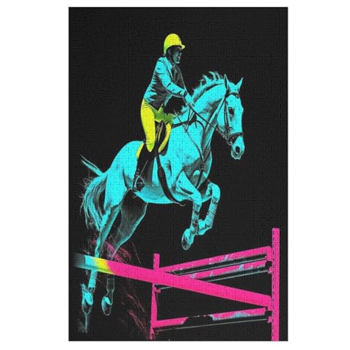 Horse Racing Puzzles 1000 Teile Erwachsener Kniffel Spaß Für Die Ganze Familie, Holzpuzzle Kinder Erwachsene, Impossible Puzzle Schwer （78×53cm） von AASWSWW