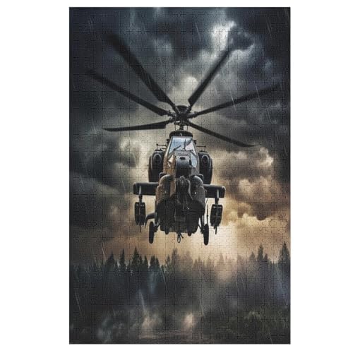 Hubschrauber 1000 Teile Puzzles Für Erwachsene Holzpuzzle Familienpuzzlespiel Stressabbau-Puzzle Für Kinder Ab 12 Jahren （78×53cm） von AASWSWW