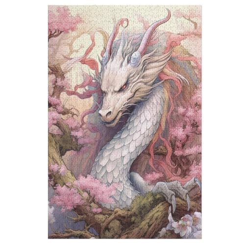 Japanese Dragon Cherry Holzpuzzle 1000 Teile Klassische Puzzles Erwachsene Kinder Puzzle DIY Kit Holzspielzeug Einzigartiges Geschenk （78×53cm） von AASWSWW