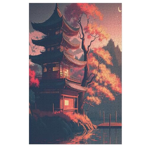 Japanese Temple Holzpuzzle 1000 Teile Klassische Puzzles Erwachsene Kinder Puzzle DIY Kit Holzspielzeug Einzigartiges Geschenk （78×53cm） von AASWSWW