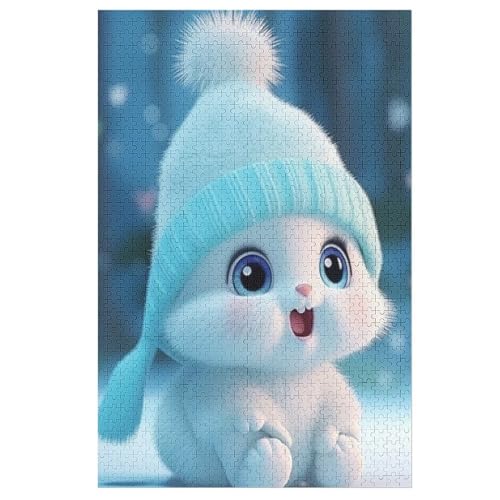 Kaninchen Holzpuzzle Für Erwachsene Teenager Stress Abbauen Familien-Puzzlespiel Poster 1000-teiliges Puzzle Kinder Lernspiel （78×53cm） von AASWSWW