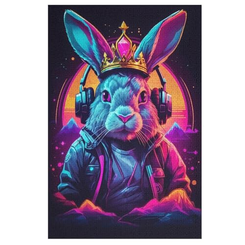 Kaninchen Puzzle 1000 Teile, Holzpuzzle Herausforderndes Geschicklichkeitsspiel Für Die Ganze Familie, Kinder Erwachsenenpuzzle Ab 12 Jahren （78×53cm） von AASWSWW