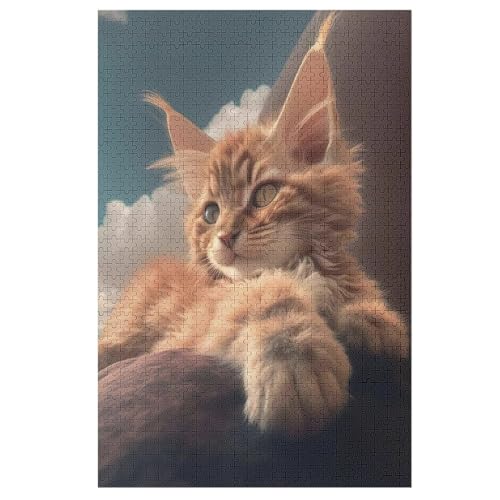 Katze 1000 Teile Puzzles Für Erwachsene, Impossible Puzzle, Geschicklichkeitsspiel Für Die Ganze Familie, Kinder Holzpuzzle （78×53cm） von AASWSWW