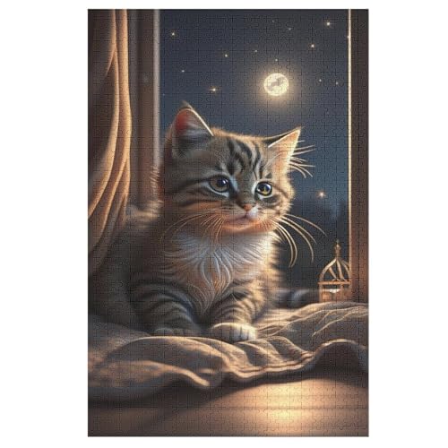 Katze 1000 Teile Puzzles Für Erwachsene Holzpuzzle Familienpuzzlespiel Stressabbau-Puzzle Für Kinder Ab 12 Jahren （78×53cm） von AASWSWW