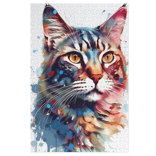Katze Holzpuzzle 1000 Teile Klassische Puzzles Erwachsene Kinder Puzzle DIY Kit Holzspielzeug Einzigartiges Geschenk （78×53cm） von AASWSWW