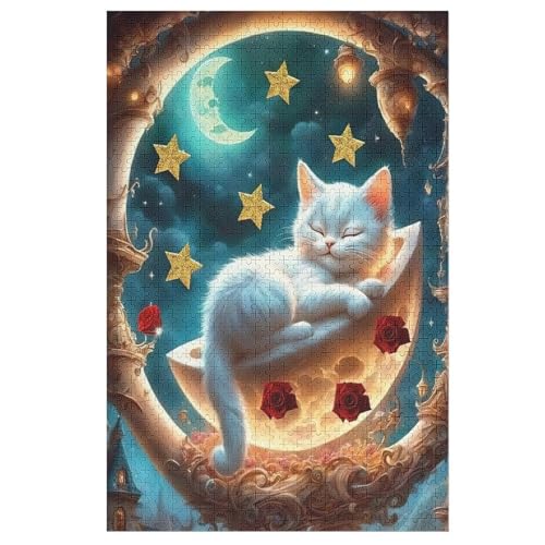Katze -Puzzle, 1000 Teile,Holzpuzzle Für Erwachsene Kinder, Lustiges Spielzeug, Denkspiel, Bildungsspiel, （78×53cm） von AASWSWW