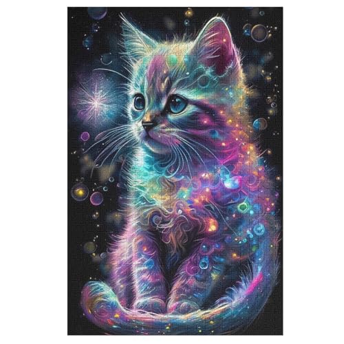 Katze -Puzzle, 1000 Teile,Holzpuzzle Für Erwachsene Kinder, Lustiges Spielzeug, Denkspiel, Bildungsspiel, （78×53cm） von AASWSWW
