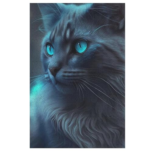 Katze -Puzzle, 1000 Teile,Holzpuzzle Für Erwachsene Kinder, Lustiges Spielzeug, Denkspiel, Bildungsspiel, （78×53cm） von AASWSWW