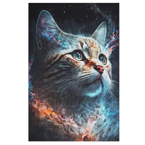 Katze Puzzle 1000 Teile, Holzpuzzle Herausforderndes Geschicklichkeitsspiel Für Die Ganze Familie, Kinder Erwachsenenpuzzle Ab 12 Jahren （78×53cm） von AASWSWW