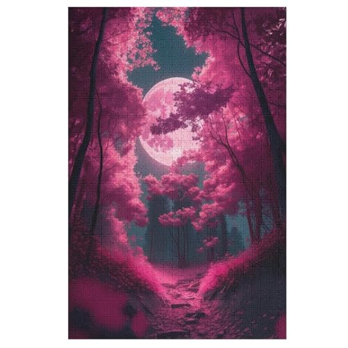Kirschroter Mond Puzzle 1000 Teile, Holzpuzzle Herausforderndes Geschicklichkeitsspiel Für Die Ganze Familie, Kinder Erwachsenenpuzzle Ab 12 Jahren （78×53cm） von AASWSWW