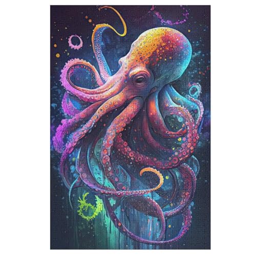 Krake 1000 Teile Puzzles Für Erwachsene Holzpuzzle Familienpuzzlespiel Stressabbau-Puzzle Für Kinder Ab 12 Jahren （78×53cm） von AASWSWW