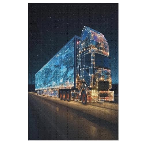LKW Holzpuzzle 1000 Teile Klassische Puzzles Erwachsene Kinder Puzzle DIY Kit Holzspielzeug Einzigartiges Geschenk （78×53cm） von AASWSWW
