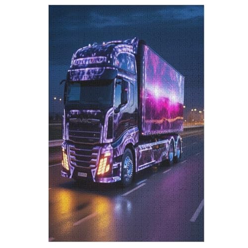 LKW Puzzle Für Erwachsene 1000 Teile Premium Recyceltes Brett Zum Lernen, Lernspielzeug, Familienspiele Kinder Holzpuzzle （78×53cm） von AASWSWW