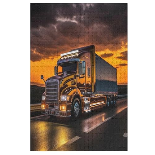 LKW Puzzles 1000 Teile Erwachsener Kniffel Spaß Für Die Ganze Familie, Holzpuzzle Kinder Erwachsene, Impossible Puzzle Schwer （78×53cm） von AASWSWW