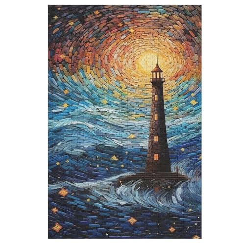 Leuchtfeuer Puzzles 1000 Teile Erwachsener Kniffel Spaß Für Die Ganze Familie, Holzpuzzle Kinder Erwachsene, Impossible Puzzle Schwer （78×53cm） von AASWSWW