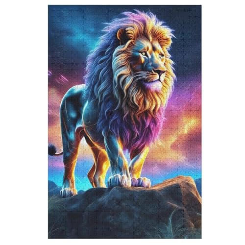 Löwe Holzpuzzle Für Erwachsene Teenager Stress Abbauen Familien-Puzzlespiel Poster 1000-teiliges Puzzle Kinder Lernspiel （78×53cm） von AASWSWW