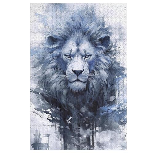Löwe Puzzle 1000 Teile, Holzpuzzle Für Erwachsene Kinder, Impossible Puzzles, Geschicklichkeitsspiel Für Die Ganze Familie （78×53cm） von AASWSWW