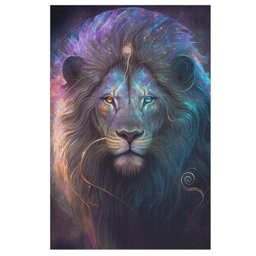 Löwe Puzzle Für Erwachsene 1000 Teile Premium Recyceltes Brett Zum Lernen, Lernspielzeug, Familienspiele Kinder Holzpuzzle （78×53cm） von AASWSWW