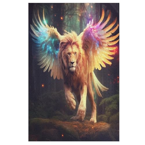 Löwe-Puzzlespiel Aus Holz, 1000 Puzzleteile, Puzzle Für Teenager Und Erwachsene, Kreatives Spielzeug, Puzzles, （78×53cm） von AASWSWW