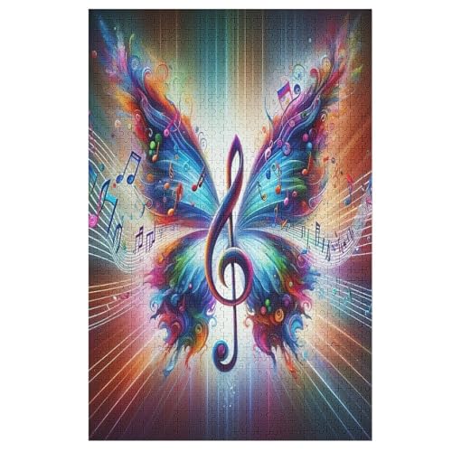 Musiknote Holzpuzzle 1000 Teile Klassische Puzzles Erwachsene Kinder Puzzle DIY Kit Holzspielzeug Einzigartiges Geschenk （78×53cm） von AASWSWW