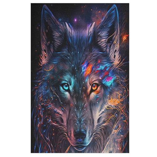 Nebelwolf Puzzle 1000 Teile, Holzpuzzle Herausforderndes Geschicklichkeitsspiel Für Die Ganze Familie, Kinder Erwachsenenpuzzle Ab 12 Jahren （78×53cm） von AASWSWW