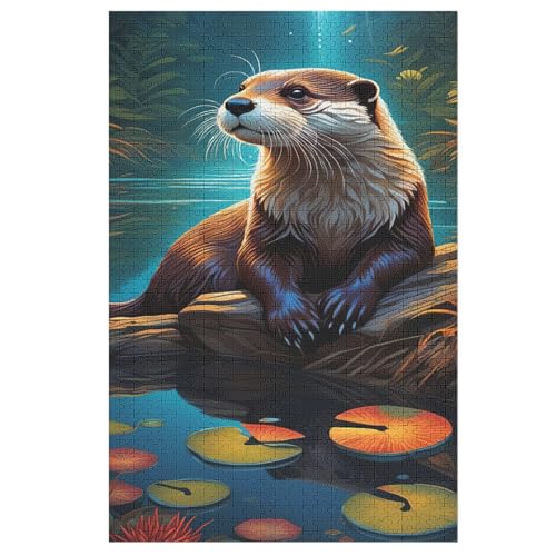 Otter Puzzle Für Erwachsene 1000 Teile Premium Recyceltes Brett Zum Lernen, Lernspielzeug, Familienspiele Kinder Holzpuzzle （78×53cm） von AASWSWW