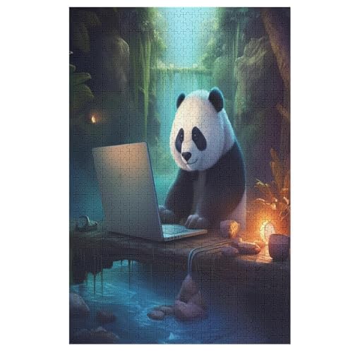 Panda Holzpuzzle 1000 Teile Klassische Puzzles Erwachsene Kinder Puzzle DIY Kit Holzspielzeug Einzigartiges Geschenk （78×53cm） von AASWSWW