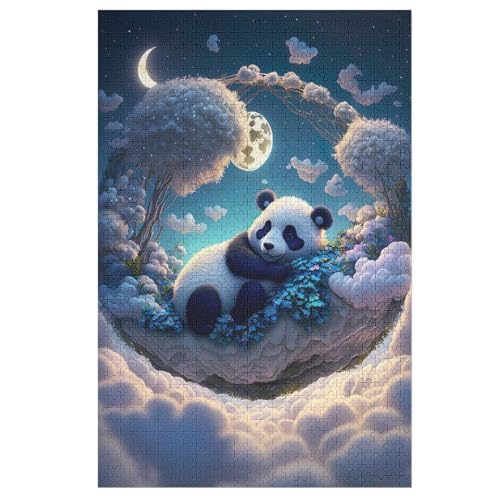 Panda Puzzles 1000 Teile Erwachsener Kniffel Spaß Für Die Ganze Familie, Holzpuzzle Kinder Erwachsene, Impossible Puzzle Schwer （78×53cm） von AASWSWW