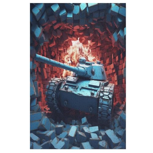 Panzer Puzzles 1000 Teile Erwachsener Kniffel Spaß Für Die Ganze Familie, Holzpuzzle Kinder Erwachsene, Impossible Puzzle Schwer （78×53cm） von AASWSWW