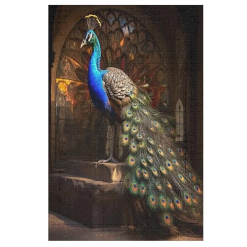 Pfau 1000 Teile Puzzles Für Erwachsene, Impossible Puzzle, Geschicklichkeitsspiel Für Die Ganze Familie, Kinder Holzpuzzle （78×53cm） von AASWSWW