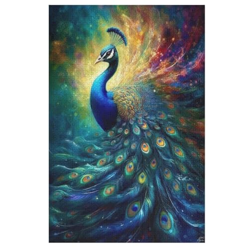 Pfau Holzpuzzle 1000 Teile Klassische Puzzles Erwachsene Kinder Puzzle DIY Kit Holzspielzeug Einzigartiges Geschenk （78×53cm） von AASWSWW