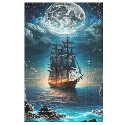 Pirate Ship,Boot-Puzzlespiel Aus Holz, 1000 Puzzleteile, Puzzle Für Teenager Und Erwachsene, Kreatives Spielzeug, Puzzles, （78×53cm） von AASWSWW