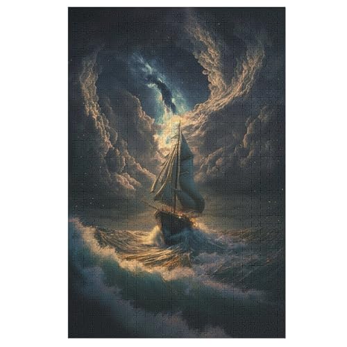 Piratenschiff,Boat Puzzles 1000 Teile Erwachsener Kniffel Spaß Für Die Ganze Familie, Holzpuzzle Kinder Erwachsene, Impossible Puzzle Schwer （78×53cm） von AASWSWW