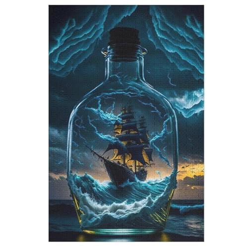 Piratenschiff,Boat Puzzles 1000 Teile Erwachsener Kniffel Spaß Für Die Ganze Familie, Holzpuzzle Kinder Erwachsene, Impossible Puzzle Schwer （78×53cm） von AASWSWW