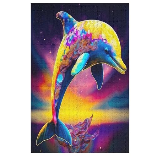 Puzzle 1000 Teile Delphin Holzpuzzle Für Erwachsene Lernspiel Herausforderungsspielzeug The Puzzles Für Erwachsene Kinder （78×53cm） von AASWSWW
