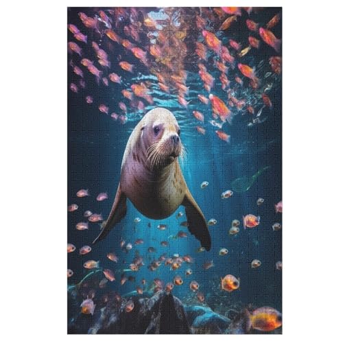Puzzle 1000 Teile Robbe Holzpuzzle Für Erwachsene Lernspiel Herausforderungsspielzeug The Puzzles Für Erwachsene Kinder （78×53cm） von AASWSWW