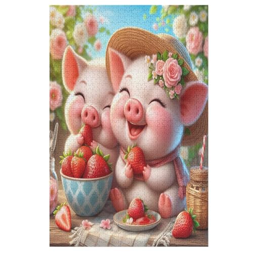 Puzzle 1000 Teile Süßes Schwein Holzpuzzle Für Erwachsene Lernspiel Herausforderungsspielzeug The Puzzles Für Erwachsene Kinder （78×53cm） von AASWSWW
