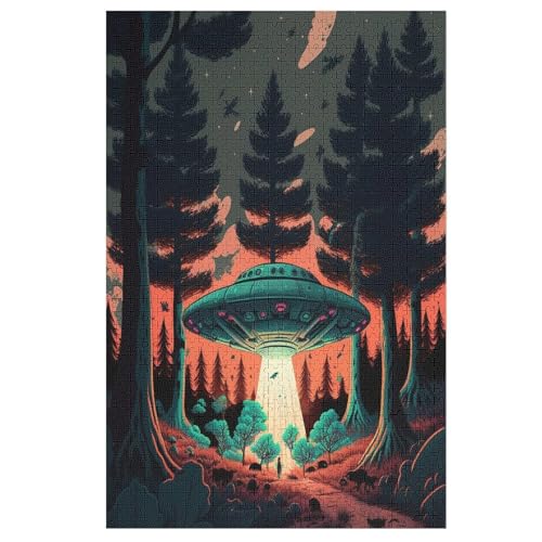 Puzzle Alien-Raumschiff, 1000 Puzzleteile Für Kinder, Holzpuzzles, Geeignet Für Erwachsene Lernspiel, （78×53cm） von AASWSWW