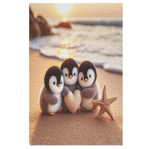 Puzzle Cute Pinguin Puzzles, 1000-teiliges Holzpuzzle, Geeignet Für Erwachsene Und Kinder Ab 12 Jahren, Tolles Geschenk （78×53cm） von AASWSWW