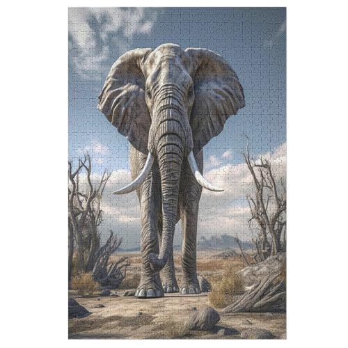 Puzzle Elefant, 1000 Puzzleteile Für Kinder, Holzpuzzles, Geeignet Für Erwachsene Lernspiel, （78×53cm） von AASWSWW