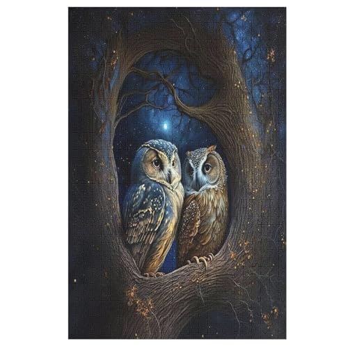 Puzzle Eule, 1000 Puzzleteile Für Kinder, Holzpuzzles, Geeignet Für Erwachsene Lernspiel, （78×53cm） von AASWSWW