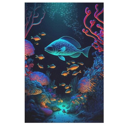 Puzzle Fisch, 1000 Puzzleteile Für Kinder, Holzpuzzles, Geeignet Für Erwachsene Lernspiel, （78×53cm） von AASWSWW