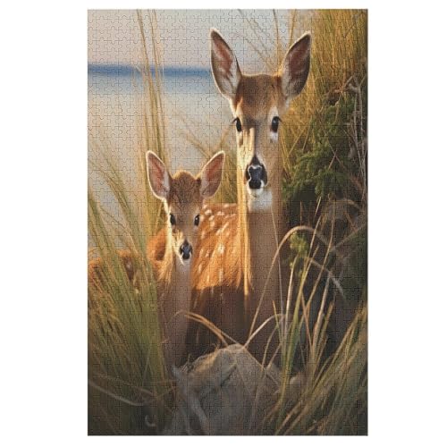 Puzzle Hirsch, 1000 Puzzleteile Für Kinder, Holzpuzzles, Geeignet Für Erwachsene Lernspiel, （78×53cm） von AASWSWW