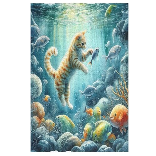 Puzzle Katze, 1000 Puzzleteile Für Kinder, Holzpuzzles, Geeignet Für Erwachsene Lernspiel, （78×53cm） von AASWSWW