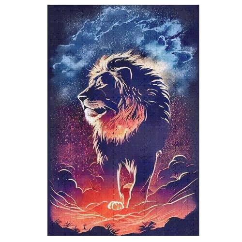 Puzzle Löwe, 1000 Puzzleteile Für Kinder, Holzpuzzles, Geeignet Für Erwachsene Lernspiel, （78×53cm） von AASWSWW