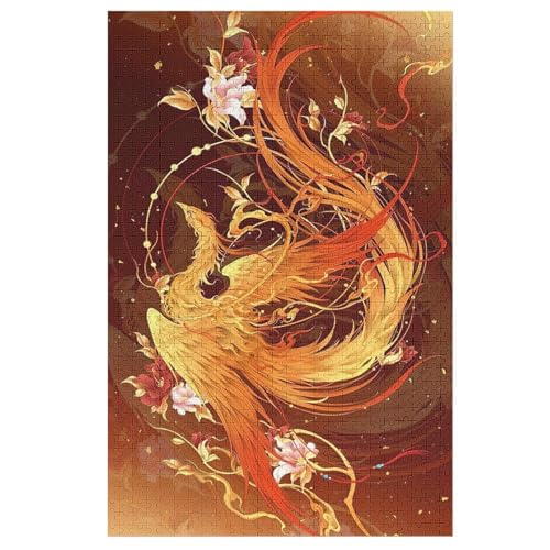 Puzzle Phönix Puzzles, 1000-teiliges Holzpuzzle, Geeignet Für Erwachsene Und Kinder Ab 12 Jahren, Tolles Geschenk （78×53cm） von AASWSWW